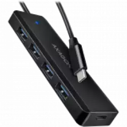 AXAGON HUE-C1C 4x USB3.2 Gen 1 Travel hub, USB-C power IN, w. 20cm Type-C cable