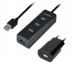 AXAGON HUE-S2BP 4x USB3.0 Charging Hub 1.2m Cable, MicroUSB Charging, Incl. AC Adapter