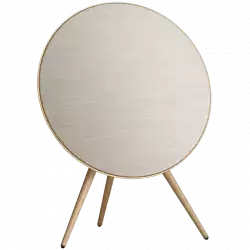Beosound A9 5th Gen Speaker Natural Alu (Back Grey Mist/Cover Kvadrat Light Grey/Legs Oak)