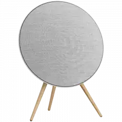 Beosound A9 5th Gen Speaker Natural Alu (Back Grey Mist/Cover Kvadrat Light Grey/Legs Oak)