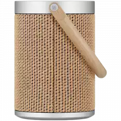 Beosound A9 5th Gen Speaker Natural Alu (Back Grey Mist/Cover Kvadrat Light Grey/Legs Oak)