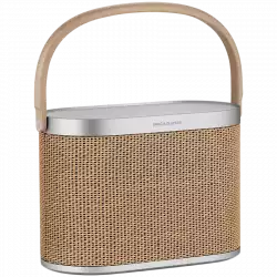 Beosound A9 5th Gen Speaker Natural Alu (Back Grey Mist/Cover Kvadrat Light Grey/Legs Oak)