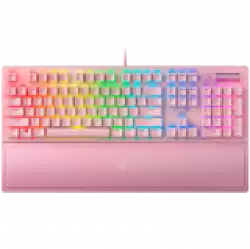 BlackWidow V3 (Green Switch) - US Layout - Quartz (pink),  Tactile and Clicky, Full size, Razer Chroma&trade; backlighting with 16.8 million customizable color options, Wrist rest, 80 million keystroke lifespan,Multi-function digital roller, Aluminum                          