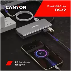 CANYON hub DS-12 13in1 4k USB-C Dark Grey