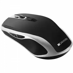 CANYON MW-19, 2.4GHz Wireless Rechargeable Mouse with Pixart sensor, 6keys, Silent switch for right/left keys,Add NTCDPI: 800/1200/1600, Max. usage 50 hours for one time full charged, 300mAh Li-poly battery, Black -Silver, cable length 0.6m, 121*70*39mm, 0.