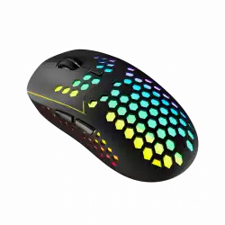 Canyon 7keys Gaming 2.4G wireless mouse, KA8 sensor, DPI up to 1600, rubber coating on panel, Huano 1million switch, 45cm PVC cable, ABS material. 400mAh battery, size: 125.8*63.7*41mm, weight: 95g, Black
