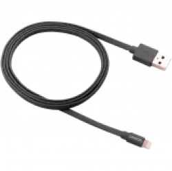 CANYON Charge & Sync MFI flat cable, USB to lightning, certified by Apple, 1m, 0.28mm, Dark gray