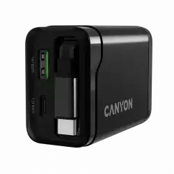 CANYON charger OnCharge 65RC Build-In Cable USB-C 65W 1xPD 1xQC EU Black