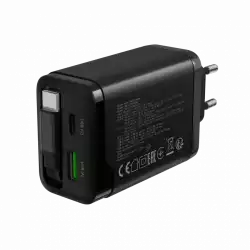 CANYON charger OnCharge 65RC Build-In Cable USB-C 65W 1xPD 1xQC EU Black