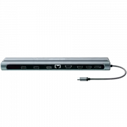 CANYON DS-90, 14 in 1 hub, with Type C female *2,Type C male *1:max 10Gbps,USBA*3:max 10Gbps,DP*1，VGA*1,SD card slot*1,TF card slot*1,Audio 3.5 audio*1,HDMI*2,RJ45*1,cable length 0.20m,Aluminum alloy housing,76*22.5*301mm,Dark grey