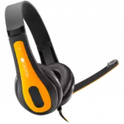 CANYON entry price PC headset, combined 3,5 plug, leather pads, Black-yellow