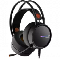 CANYON INTERCEPTOR GH-8A, Gaming headset 3.5mm jack plus USB connector for LED backlight, adjustable microphone and volume control, with 2in1 3.5mm adapter, cable 2M, Black and Orange, 0.36kg