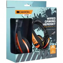CANYON Star Raider GH-1A, Gaming headset 3.5mm jack with adjustable microphone and volume control, with 2in1 3.5mm adapter, cable 2M, Black, 0.23kg