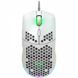 CANYON Puncher GM-11, Gaming Mouse with 7 programmable buttons, Pixart 3519 optical sensor, 4 levels of DPI and up to 4200, 5 million times key life, 1.65m Ultraweave cable, UPE feet and colorful RGB lights, White, size:128.5x67x37.5mm, 105g