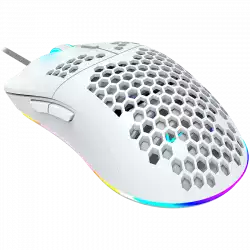 CANYON Puncher GM-11, Gaming Mouse with 7 programmable buttons, Pixart 3519 optical sensor, 4 levels of DPI and up to 4200, 5 million times key life, 1.65m Ultraweave cable, UPE feet and colorful RGB lights, White, size:128.5x67x37.5mm, 105g