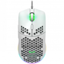 CANYON Puncher GM-11, Gaming Mouse with 7 programmable buttons, Pixart 3519 optical sensor, 4 levels of DPI and up to 4200, 5 million times key life, 1.65m Ultraweave cable, UPE feet and colorful RGB lights, White, size:128.5x67x37.5mm, 105g