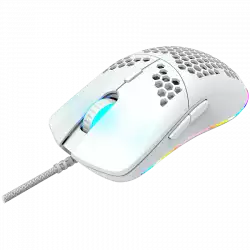 CANYON Puncher GM-11, Gaming Mouse with 7 programmable buttons, Pixart 3519 optical sensor, 4 levels of DPI and up to 4200, 5 million times key life, 1.65m Ultraweave cable, UPE feet and colorful RGB lights, White, size:128.5x67x37.5mm, 105g