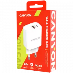 CANYON charger H-20-04 PD 20W QC 3.0 18W USB-A USB-C White