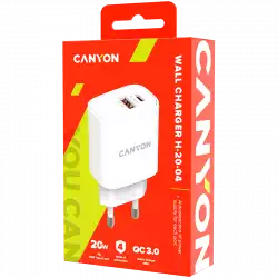 CANYON charger H-20-04 PD 20W QC 3.0 18W USB-A USB-C White