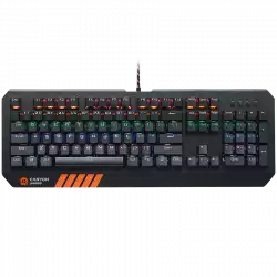 CANYON Hazard GK-6, Wired multimedia gaming keyboard with lighting effect, 108pcs rainbow LED, Numbers 104keys, EN double injection layout, cable length 1.8M, 450.5*163.7*42mm, 0.90kg, color black