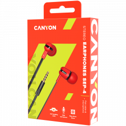 CANYON headphones SEP-4 Mic Flat 1.2m Red