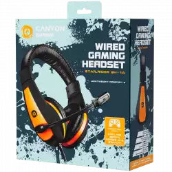 CANYON Star Raider GH-1A, Gaming headset 3.5mm jack with adjustable microphone and volume control, with 2in1 3.5mm adapter, cable 2M, Black, 0.23kg