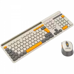 CANYON HSET-W5 EN Keyboard+Mouse AAA+AA Wireless Beige