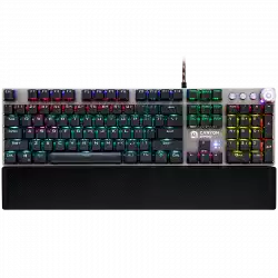 CANYON Nightfall GK-7, Wired Gaming Keyboard,Black 104 mechanical switches,60 million times key life, 22 types of lights,Removable magnetic wrist rest,4 Multifunctional control knob,Trigger actuation 1.5mm,1.6m Braided cable,US layout,dark grey, size:435*125*37.47mm