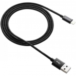 CANYON CFI-3, Lightning USB Cable for Apple, braided, metallic shell, cable length 1m, Black, 14.9*6.8*1000mm, 0.02kg