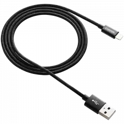 CANYON CFI-3, Lightning USB Cable for Apple, braided, metallic shell, cable length 1m, Black, 14.9*6.8*1000mm, 0.02kg