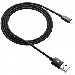 CANYON CFI-3, Lightning USB Cable for Apple, braided, metallic shell, cable length 1m, Black, 14.9*6.8*1000mm, 0.02kg