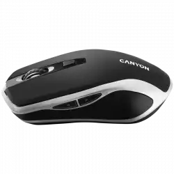 CANYON MW-19, 2.4GHz Wireless Rechargeable Mouse with Pixart sensor, 6keys, Silent switch for right/left keys,Add NTCDPI: 800/1200/1600, Max. usage 50 hours for one time full charged, 300mAh Li-poly battery, Black -Silver, cable length 0.6m, 121*70*39mm, 0.