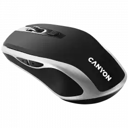 CANYON MW-19, 2.4GHz Wireless Rechargeable Mouse with Pixart sensor, 6keys, Silent switch for right/left keys,Add NTCDPI: 800/1200/1600, Max. usage 50 hours for one time full charged, 300mAh Li-poly battery, Black -Silver, cable length 0.6m, 121*70*39mm, 0.
