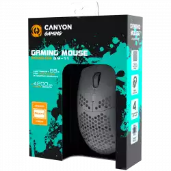 CANYON Puncher GM-11, Gaming Mouse with 7 programmable buttons, Pixart 3519 optical sensor, 4 levels of DPI and up to 4200, 5 million times key life, 1.65m Ultraweave cable, UPE feet and colorful RGB lights, White, size:128.5x67x37.5mm, 105g