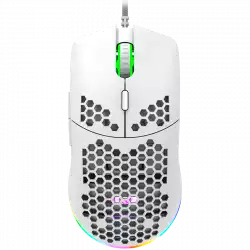 CANYON Puncher GM-11, Gaming Mouse with 7 programmable buttons, Pixart 3519 optical sensor, 4 levels of DPI and up to 4200, 5 million times key life, 1.65m Ultraweave cable, UPE feet and colorful RGB lights, White, size:128.5x67x37.5mm, 105g