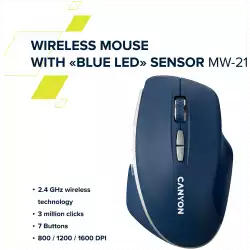 CANYON mouse MW-21 BlueLED 7buttons Wireless Burgundy Red