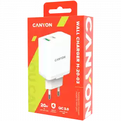 CANYON charger H-20-03 PD 20W QC 3.0 18W USB-A USB-C White