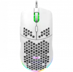 CANYON Puncher GM-11, Gaming Mouse with 7 programmable buttons, Pixart 3519 optical sensor, 4 levels of DPI and up to 4200, 5 million times key life, 1.65m Ultraweave cable, UPE feet and colorful RGB lights, White, size:128.5x67x37.5mm, 105g