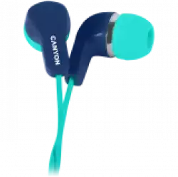 CANYON Stereo Earphones with inline microphone, Green+Blue