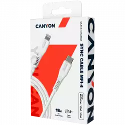 CANYON cable MFI-4 Type-C to Lightning 1.2m White