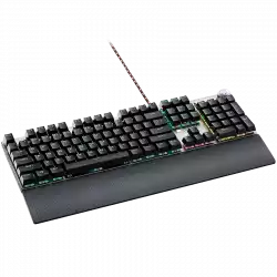 CANYON Nightfall GK-7, Wired Gaming Keyboard,Black 104 mechanical switches,60 million times key life, 22 types of lights,Removable magnetic wrist rest,4 Multifunctional control knob,Trigger actuation 1.5mm,1.6m Braided cable,US layout,dark grey, size:435*125*37.47mm