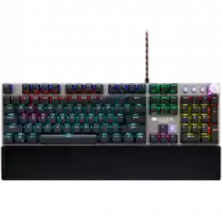 CANYON Nightfall GK-7, Wired Gaming Keyboard,Black 104 mechanical switches,60 million times key life, 22 types of lights,Removable magnetic wrist rest,4 Multifunctional control knob,Trigger actuation 1.5mm,1.6m Braided cable,US layout,dark grey, size:435*125*37.47mm
