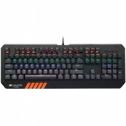 CANYON Hazard GK-6, Wired multimedia gaming keyboard with lighting effect, 108pcs rainbow LED, Numbers 104keys, EN double injection layout, cable length 1.8M, 450.5*163.7*42mm, 0.90kg, color black