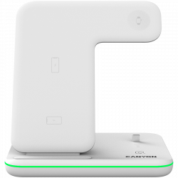CANYON WS-302 3in1 Wireless charger, with touch button for Running water light, Input 9V/2A, 12V/2A, Output 15W/10W/7.5W/5W, Type c to USB-A cable length 1.2m, 137*103*140mm, 0.22Kg, White