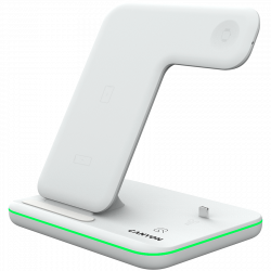 CANYON WS-302 3in1 Wireless charger, with touch button for Running water light, Input 9V/2A, 12V/2A, Output 15W/10W/7.5W/5W, Type c to USB-A cable length 1.2m, 137*103*140mm, 0.22Kg, White