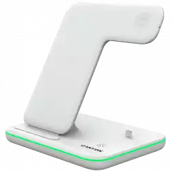 CANYON WS-302 3in1 Wireless charger, with touch button for Running water light, Input 9V/2A, 12V/2A, Output 15W/10W/7.5W/5W, Type c to USB-A cable length 1.2m, 137*103*140mm, 0.22Kg, White