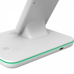 CANYON WS-303 3in1 Wireless charger, with touch button for Running water light, Input 9V/2A, 12V/2A, Output 15W/10W/7.5W/5W, Type c to USB-A cable length 1.2m, 137*103*140mm, 0.22Kg, White
