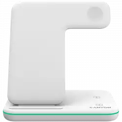 CANYON WS-303 3in1 Wireless charger, with touch button for Running water light, Input 9V/2A, 12V/2A, Output 15W/10W/7.5W/5W, Type c to USB-A cable length 1.2m, 137*103*140mm, 0.22Kg, White