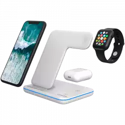CANYON WS-303 3in1 Wireless charger, with touch button for Running water light, Input 9V/2A, 12V/2A, Output 15W/10W/7.5W/5W, Type c to USB-A cable length 1.2m, 137*103*140mm, 0.22Kg, White