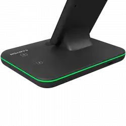 CANYON WS-303 3in1 Wireless charger, with touch button for Running water light, Input 9V/2A, 12V/2A, Output 15W/10W/7.5W/5W, Type c to USB-A cable length 1.2m, 137*103*140mm, 0.195Kg, Black